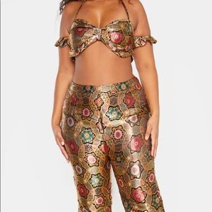 Matching bralette and flare pant